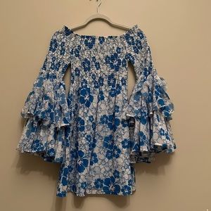 Mochi blue off-the-shoulder dress